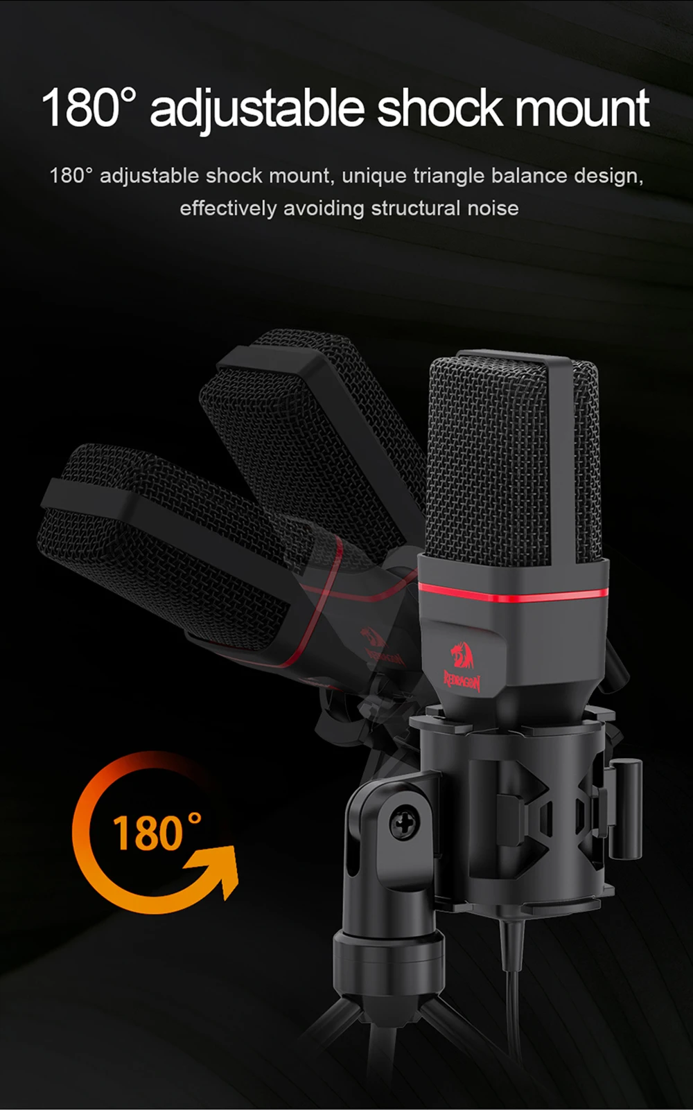 Redragon 3.5mm XLR Condenser Microphone With Tripod Audio 3.5mm Computer Studio For PC Broadcasting Karaoke Recording phone