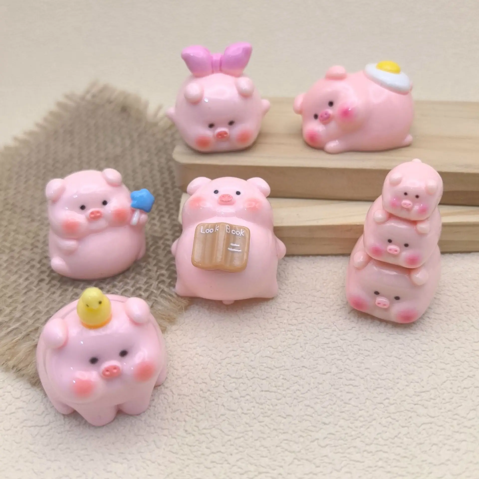 6pcs 귀여운 돼지 자동차 대시 보드 장식 핑크 Pigscar 대시 장식 홈 자동차 도어 후면보기 미러 장식 인테리어 액세서리