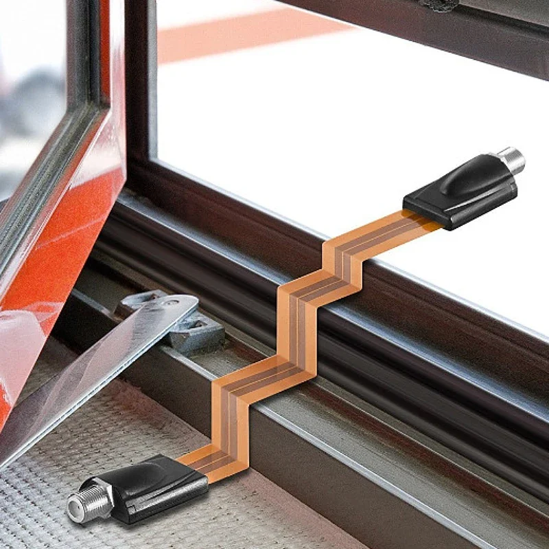 Platte Coaxiale Kabel Dubbele Vrouwelijke F Connector Lijn Venster Lijn Door Muur Lijn Voor Tv-Antenne Bewaking Accessoires