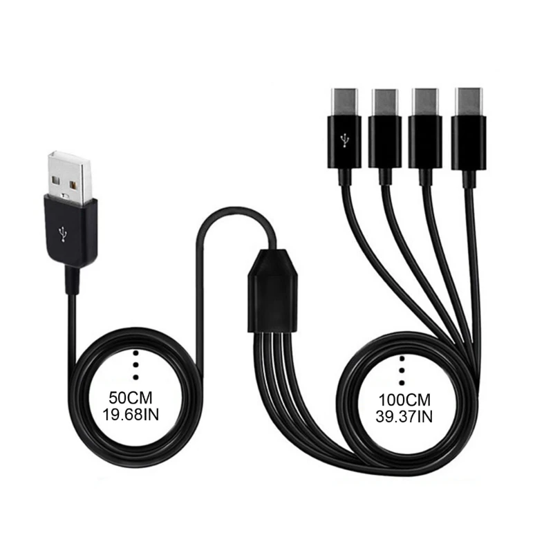 4 in 1 Multi Charging Cable USB to 4x Type C Splitter Data Sync USB C Cable
