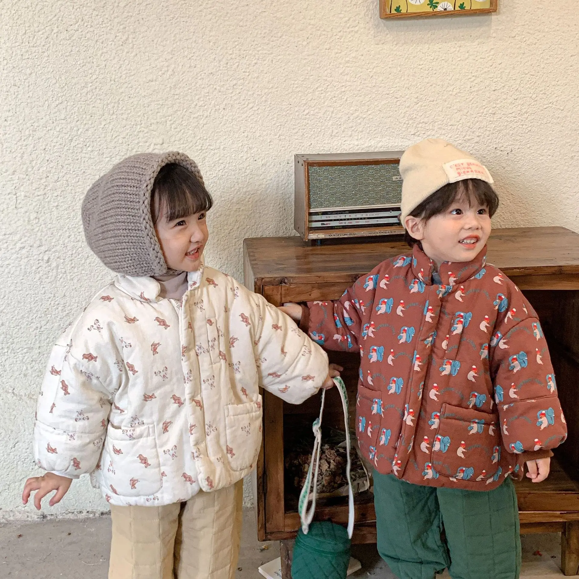 Children Coat Cotton-padded Jacket Winter New Cashmere Padded Warm Boy's Coat 1-10Yer Girl's Fashion Outerwear