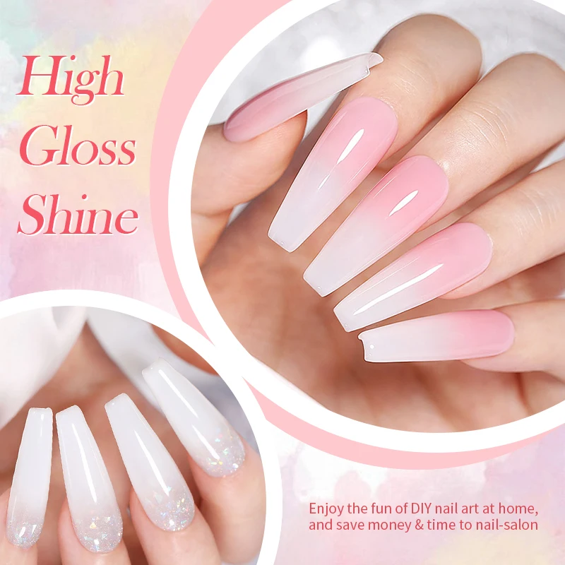 BORN PRETTY 15ml Milky Pink Rubber Base Gel Nail Polish Glitter Semi-Permanent Varnish Soak Off Self Leveling UV LED Polish 3