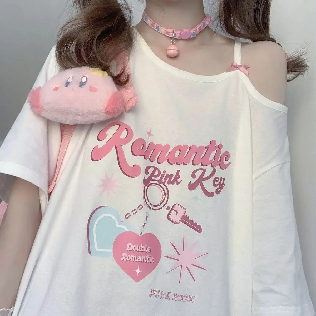 

2023 Women Off Shoulder T-shirt Kawaii Sweet Girl Off The Shoulder Tops y2k Sexy Cute Graphic Tees Shirt Fashion Korean