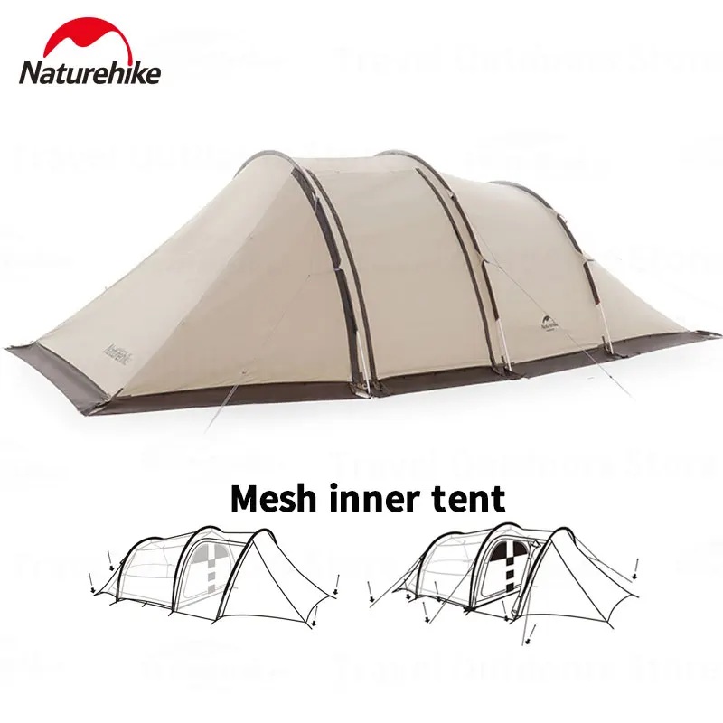 Naturehike открытый туннельный тент туристический Водонепроницаемый Тент 150D UPF50 + УФ-защита PU3000mm палатка с снежной юбкой