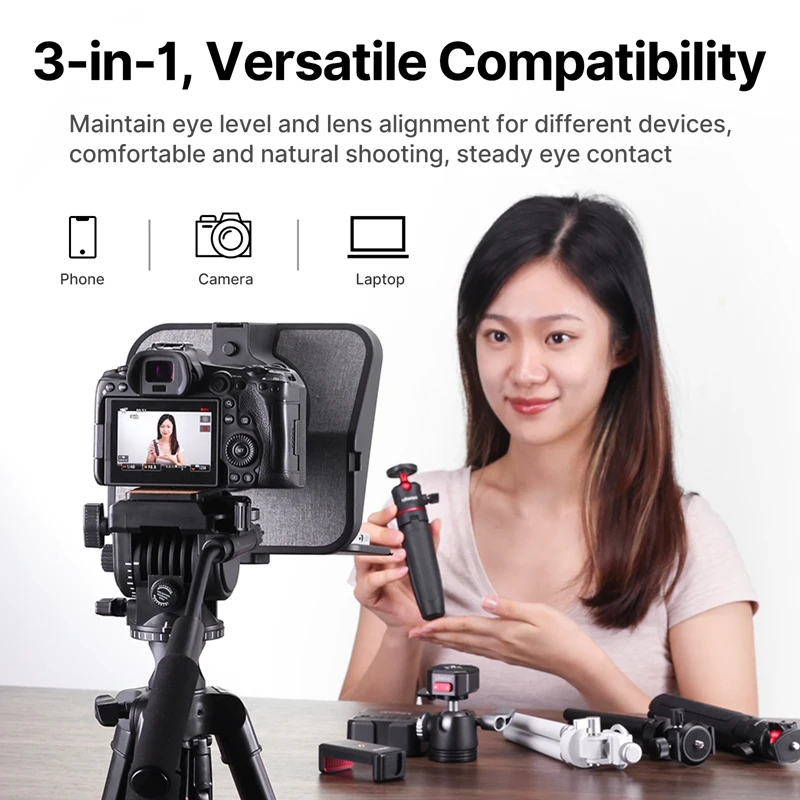 Ulanzi RT02 Teleprompter Foldable No Light Leak Baffle Phone Camera Laptop Compatible For Live Stream Vlog Interview