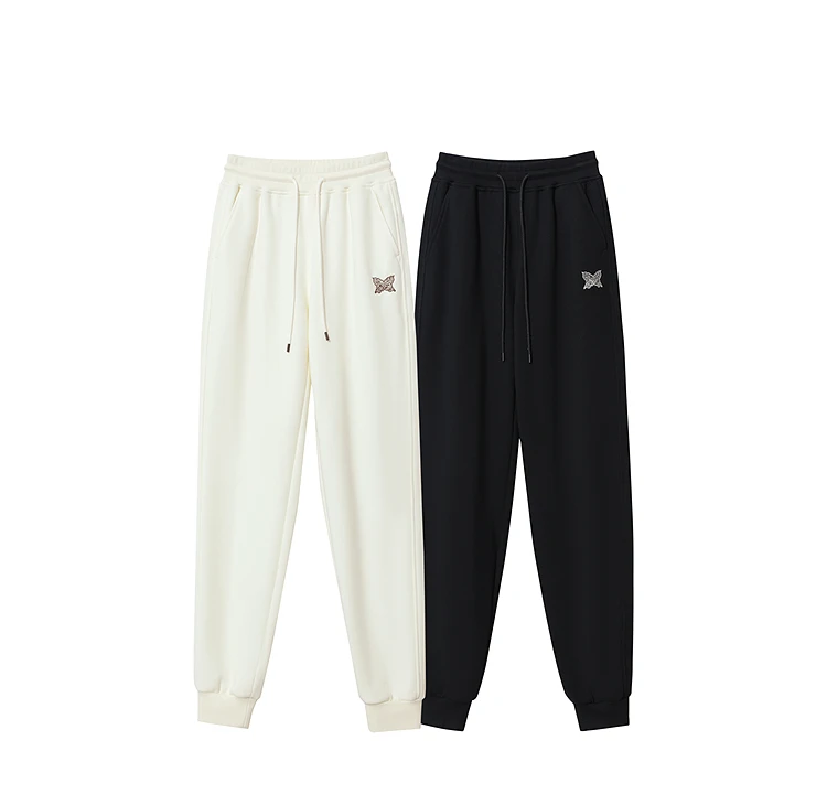 Amii Tapered Sweatpants 2025 Winter New Versatile Thicken Warm Women's Pants Butterfly Embroidery Fit Casual Trousers 12544153