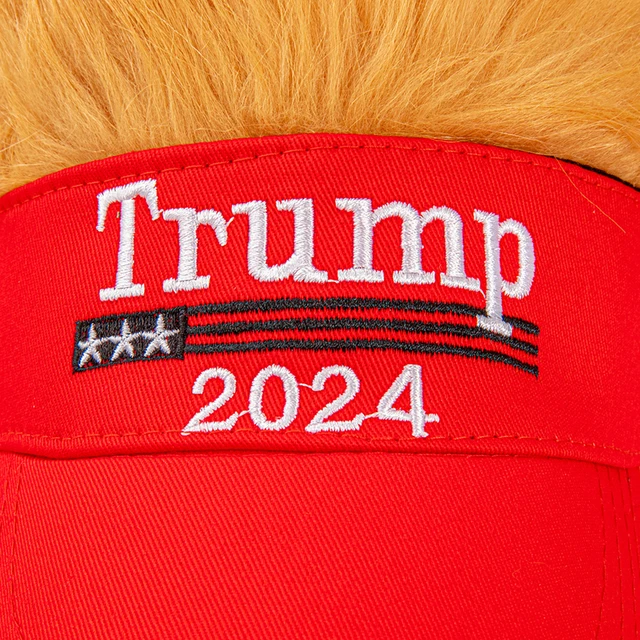 Trump 2024 Hat with Hair Summer Sun Hat Funny Sun Protection Hat Adjustable Wigs Half Hat Breathable for Outdoor Sports 5