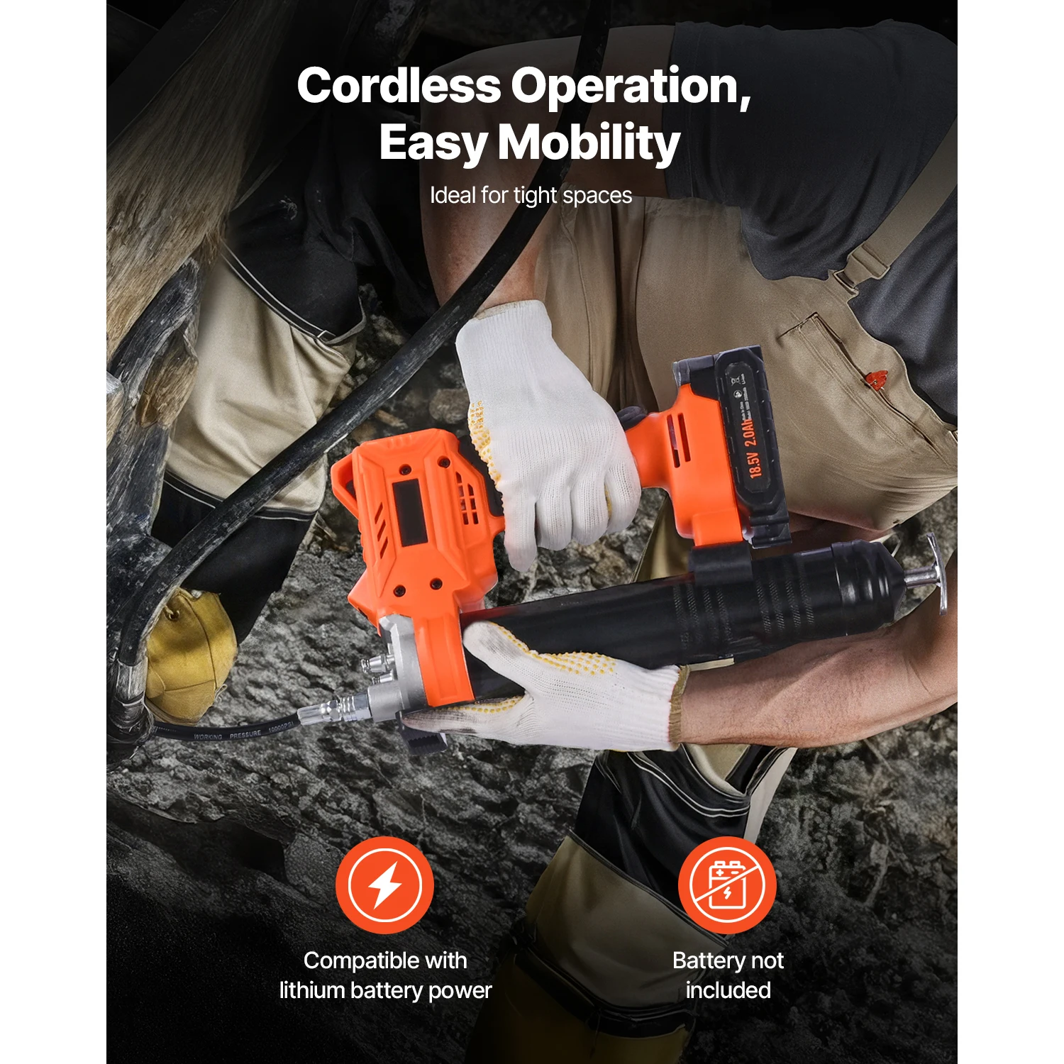 Electric Grease Gun Kit with Long Hose for Vehicles and Machines