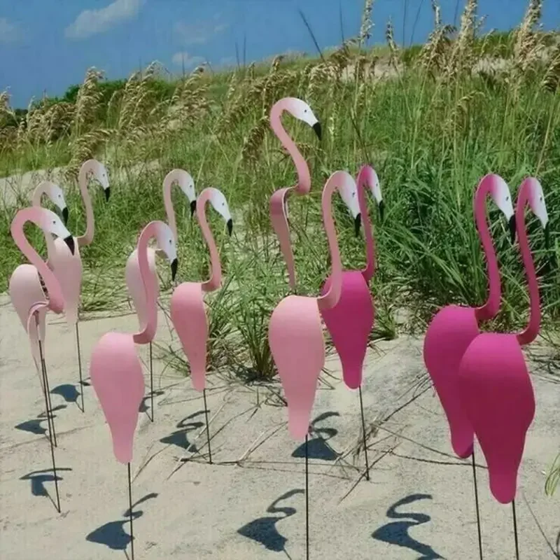 Florida Dancing Birds Garden Metal Art Swirl Dancing Flamingo Birds Courtyard Decoration Wind Spinner Revolving Art Flamingos