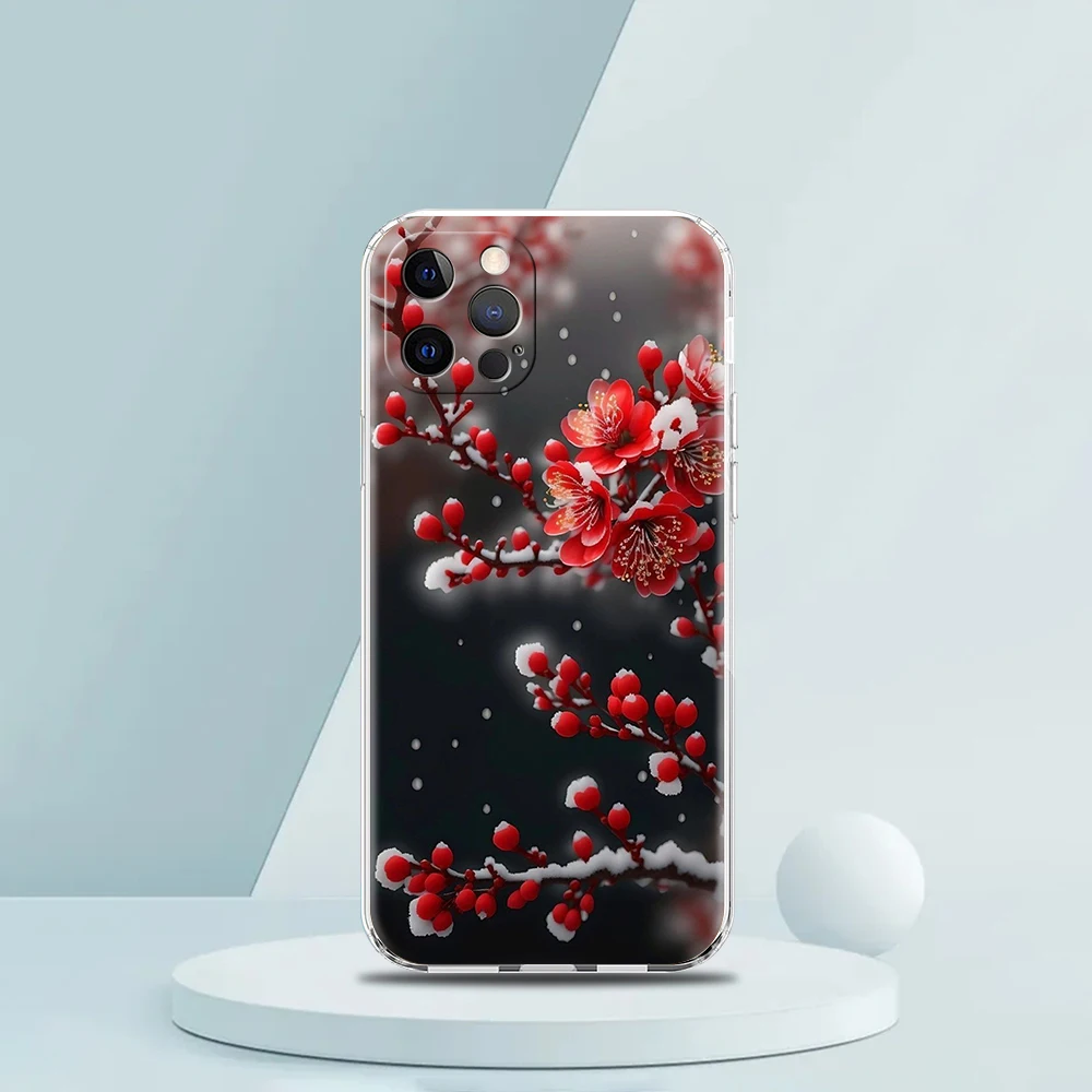 Pflaumen blüte Handy hülle für iPhone 16 15 14 13 12 Pro Max transparent weich für iPhone 11 Pro Max 7 8 plus xs xr Softshell-Taschen – Detail 3