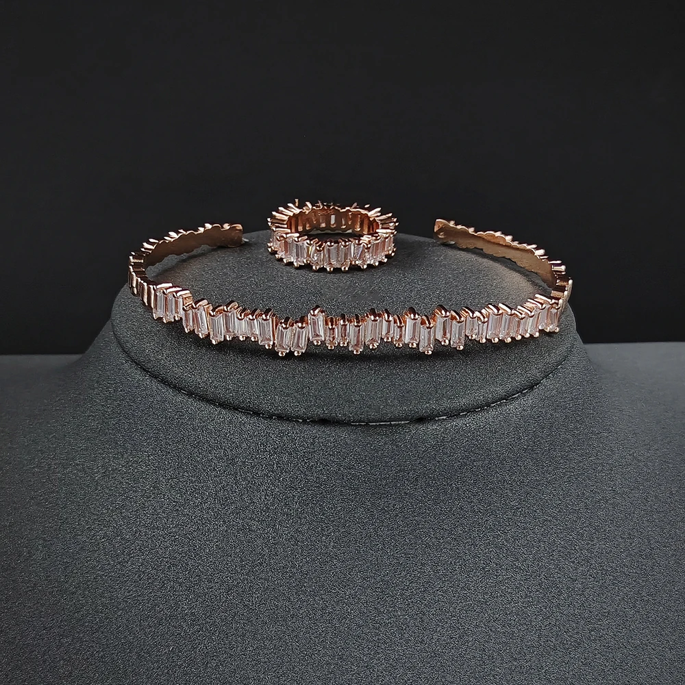 2pcs Per Set Moonso Luxury Vintage Rose Gold Silver Color Jewelry Sets Dubai African for Wedding Women Anniversary Gift J6286