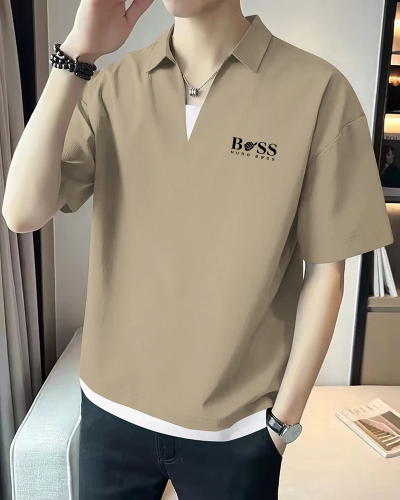 POIO 남성용 폴로 칼라 반팔 캐주얼 패션, 심플한 피부 친화적, 통기성, 땀 흡수, 스포츠 티셔츠, 신상 