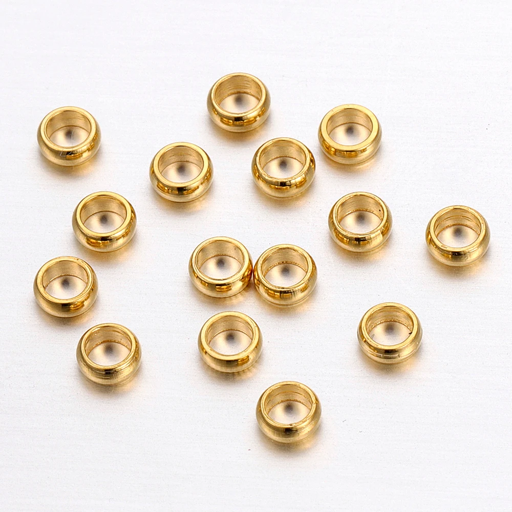 50 stücke Gold Farbe Edelstahl Runde Stopper Spacer Perlen Crimp End Perlen für DIY Halskette Schmuck Machen Liefert Großhandel – Detail 7