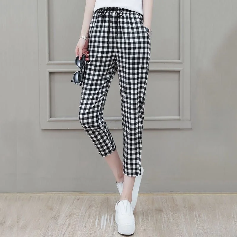 Summer Women's Thin Casual Versatile Loose Cropped Pants Fashion High Waist Small Feet Harlan Pants