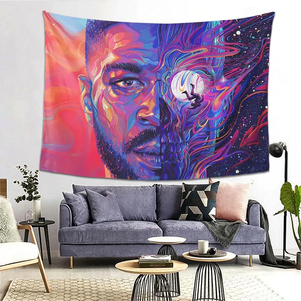 

Kidcudi- Best Rapper Cool Three Poster Tapestry Decoration Aesthetic Tapestries for Living Room Bedroom Decor Home Wall Hanging