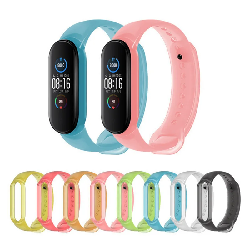 Новый ремешок для Xiaomi mi band 6 5 4 3 сменный Желейный на запястье цветной ТПУ браслет
