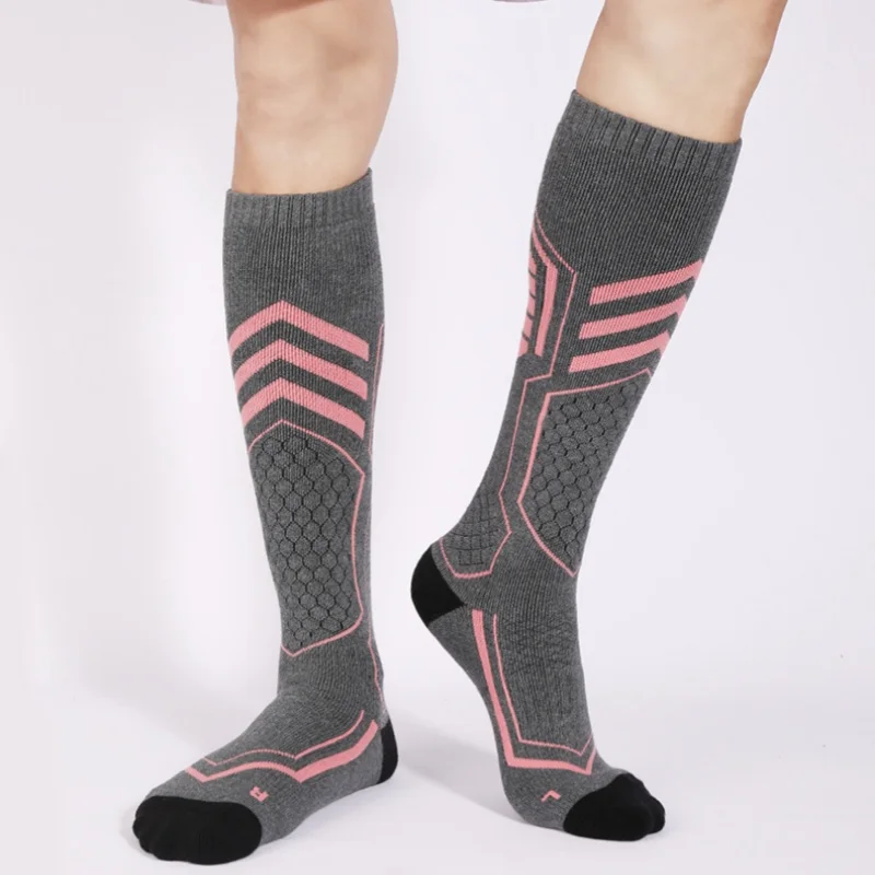 Outdoor Ski Socks Thickened Terry Sports Socks Warm Spliced Stripe Thickened Hiking Adult Children Men Women