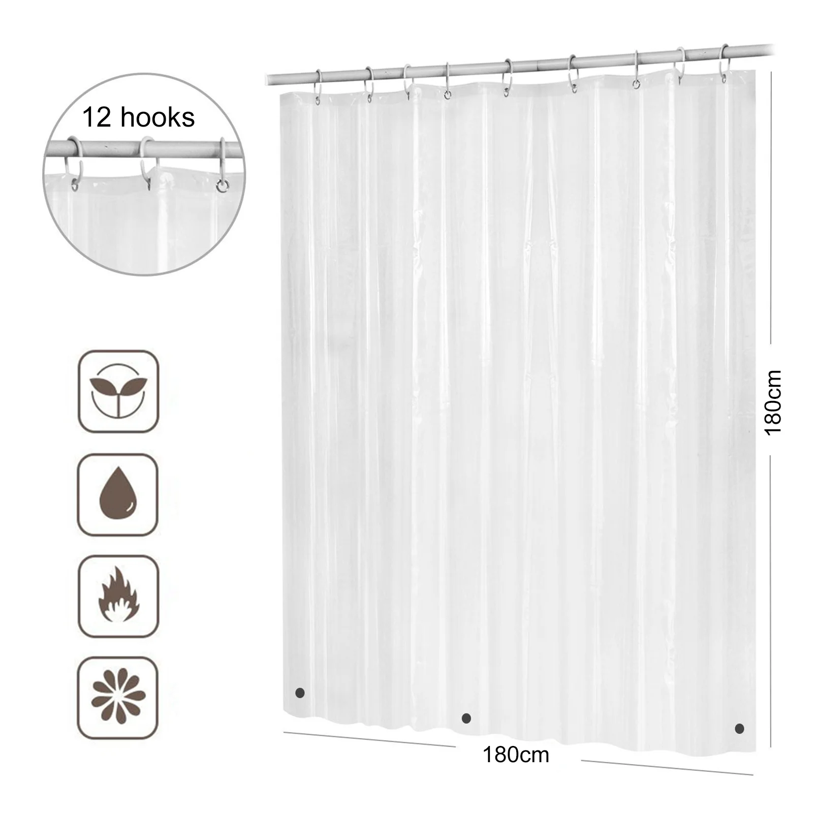 Bathroom Waterproof Shower Curtain Transparent shower curtain Shower Curtain Magnets for Keeping Bathroom Dry Clean