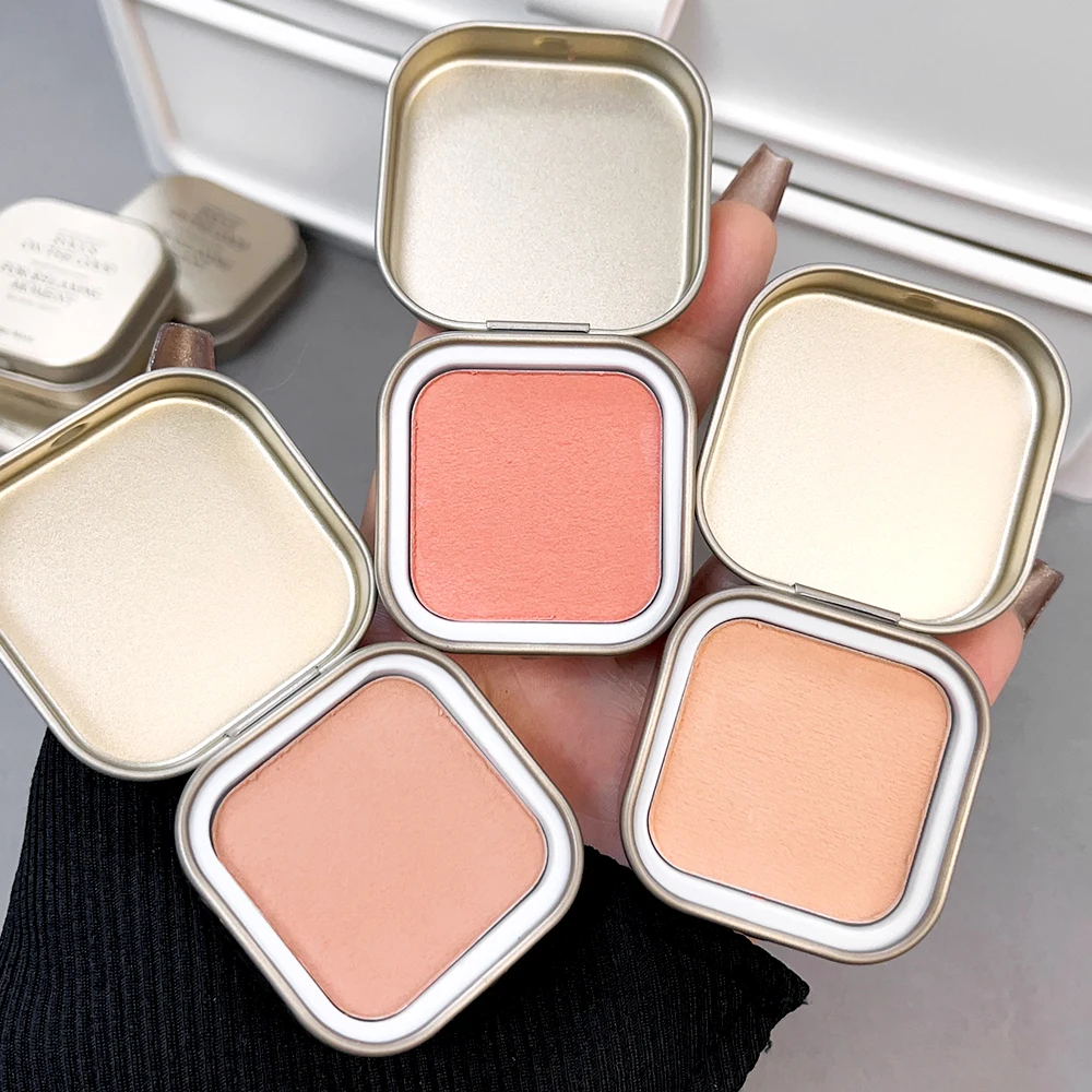 Monochrome Mousse Blush Palette Long-lasting Tin Box Blush Mud Cream Cheek Matte Peach Rouge Contour Tint Korean Girls Makeup 6