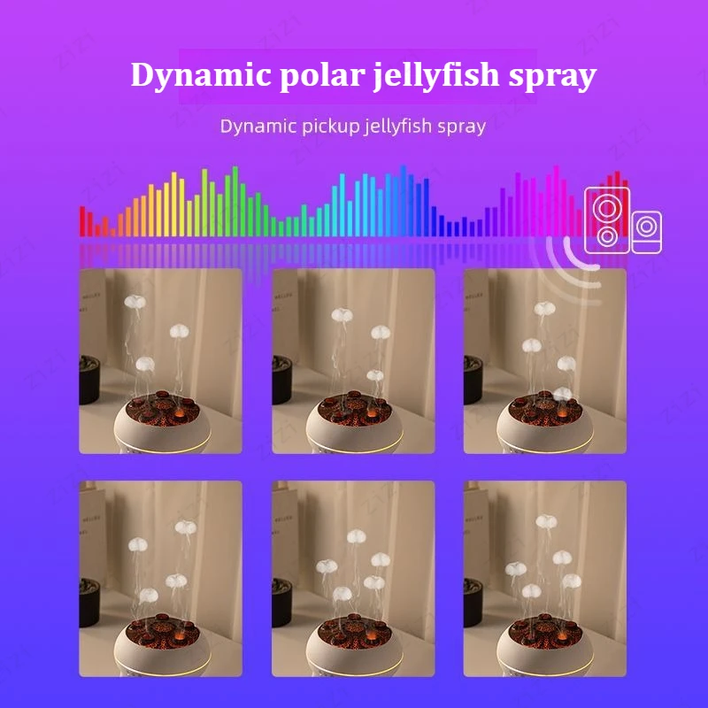 Diffuseur de parfum Dynamic Rainbow Jellyfish 250 ml, humidificateur à atomisation ultrasonique poreuse_voghion.com