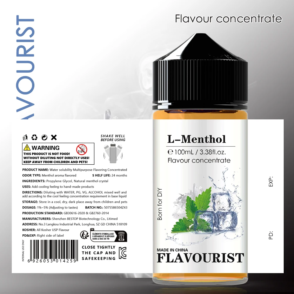 FLAVOURIST DL-Menthol flavoring concentrate water solubility E best flavor liquid Natural ICE mint flavored essential oil flavoring