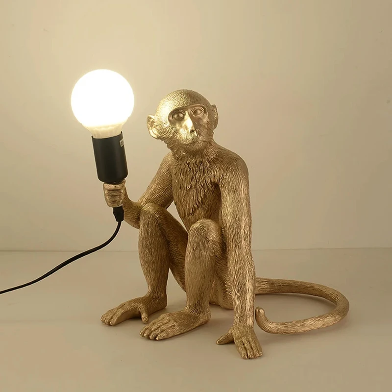 

Modern Nordic LED Resin Black Monkey Lamp Hemp Rope Chandelier Study Living Room Bedroom Hanging Lamps Lighting Decoration