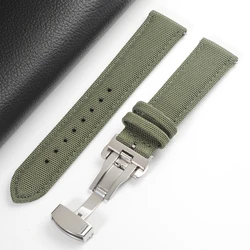 Sleek Quick Release Nylon Sailcloth Watch Strap with Butterfly Buckle - 22mm (Army green)