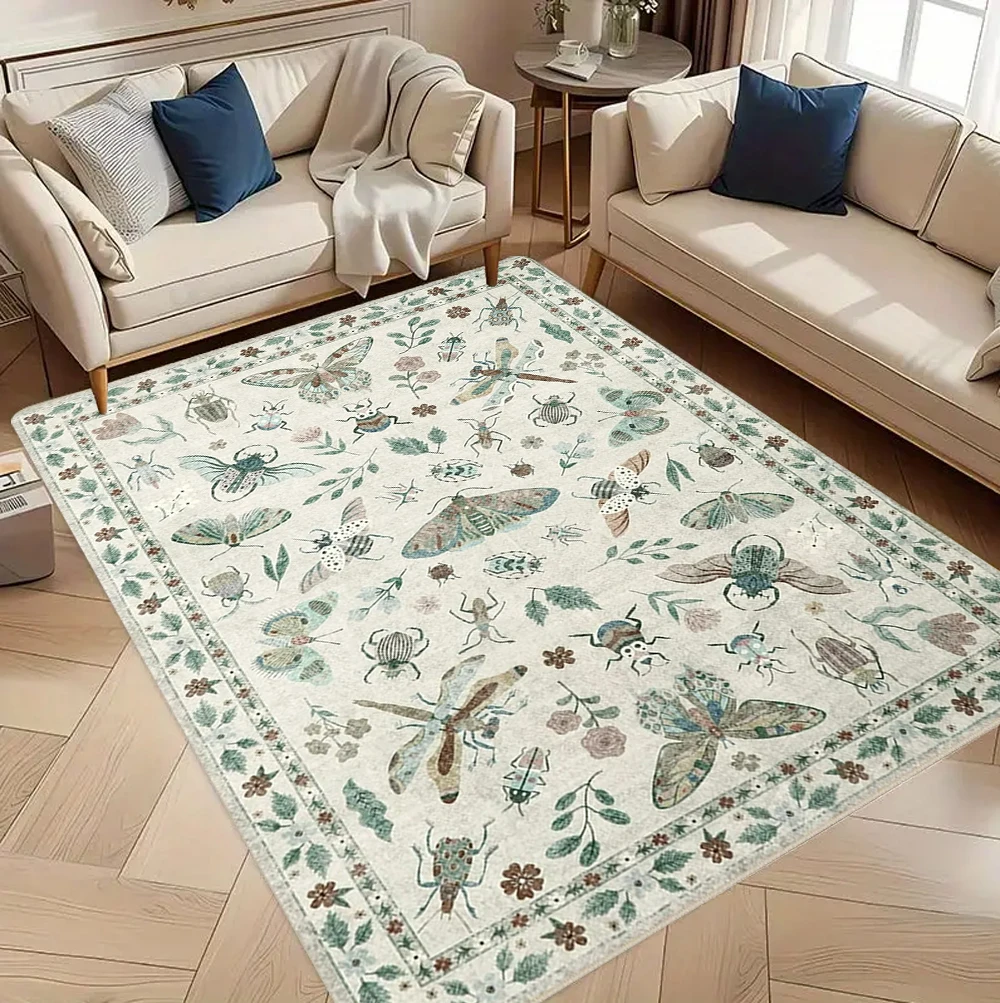 Alfombras con estampado de insectos, alfombras lavables antideslizantes para sala de estar, alfombra moderna para dormitorio debajo de la cama, alfombra grande para decoración de habitación