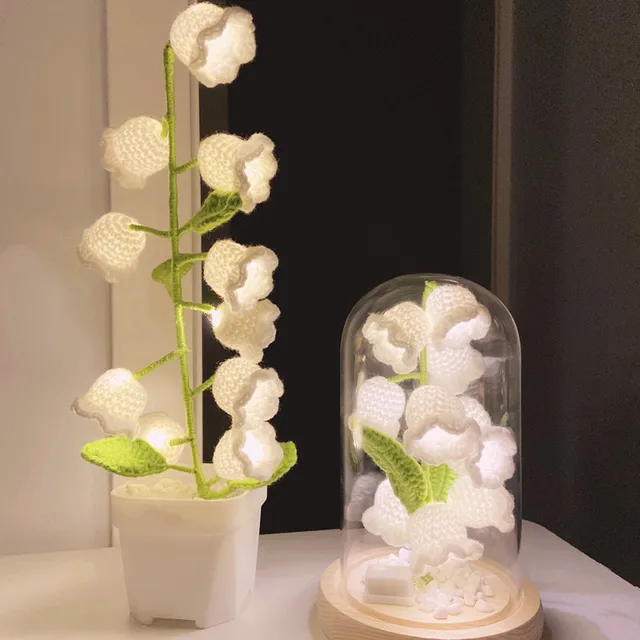 Diy Hurkolt Liliom A Völgy Asztali Lámpa Félig Elkészített Házi Készítésű Kézzel Kötött Szett Éjszakai Könnyű Újévi Ajándék - Image 2
