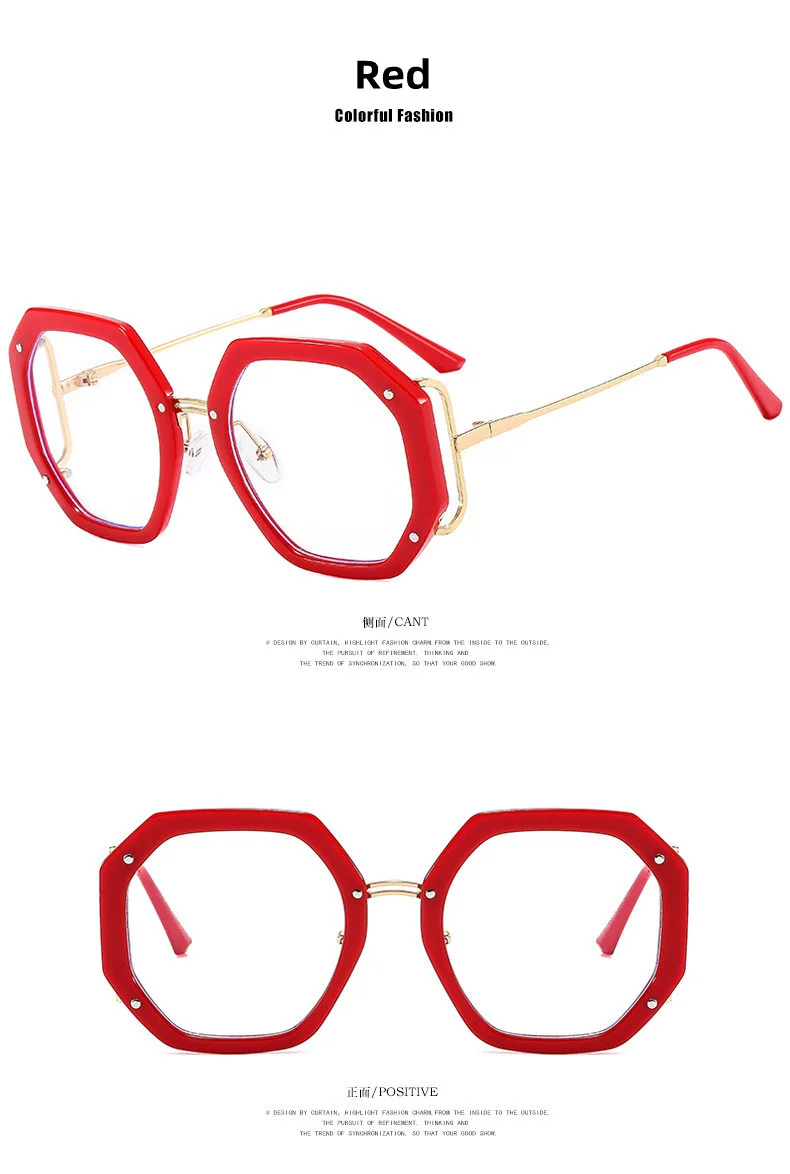 Mode Europäischen Amerikanischen Casual Polygon Metall TR90 Brillen Rahmen Neue Multi-farbe Option Flache Spiegel frauen Einfache Brillen – Detail 8