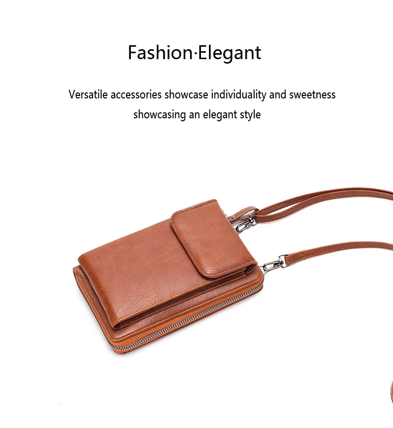 MIYIN Multifunktionale Retro-Stil PU-Leder Umhängetasche Modische Einfarbige Handytasche Damen Casual Schultertasche – Detail 3