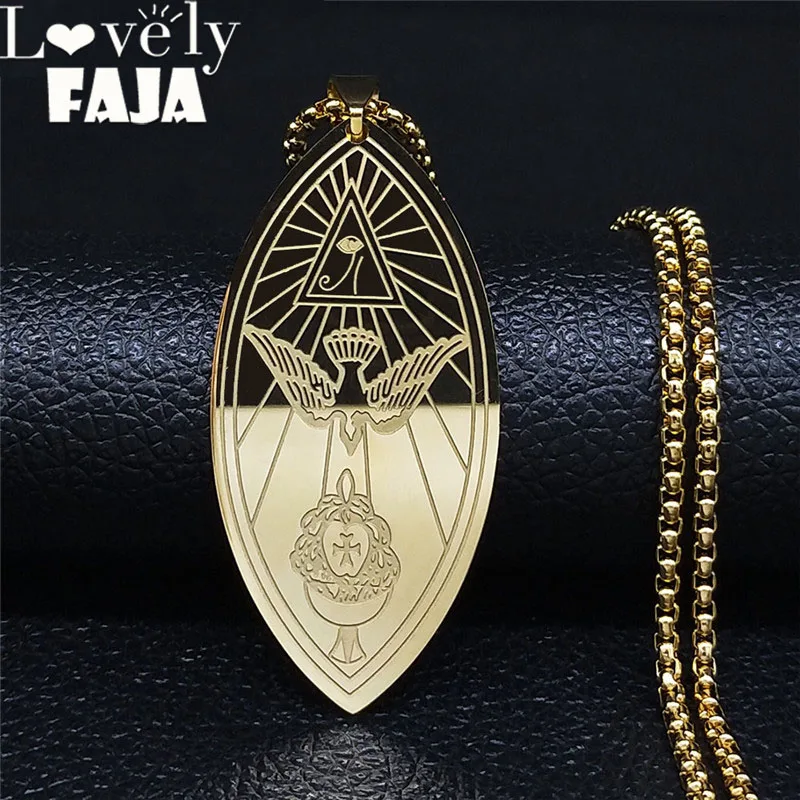 Ordo Temples Orientis Halskettenanhänger für Damen und Herren, Messing, Okkult, Grimoire, Magie, Oto Goldfarbene Kette Schmuck