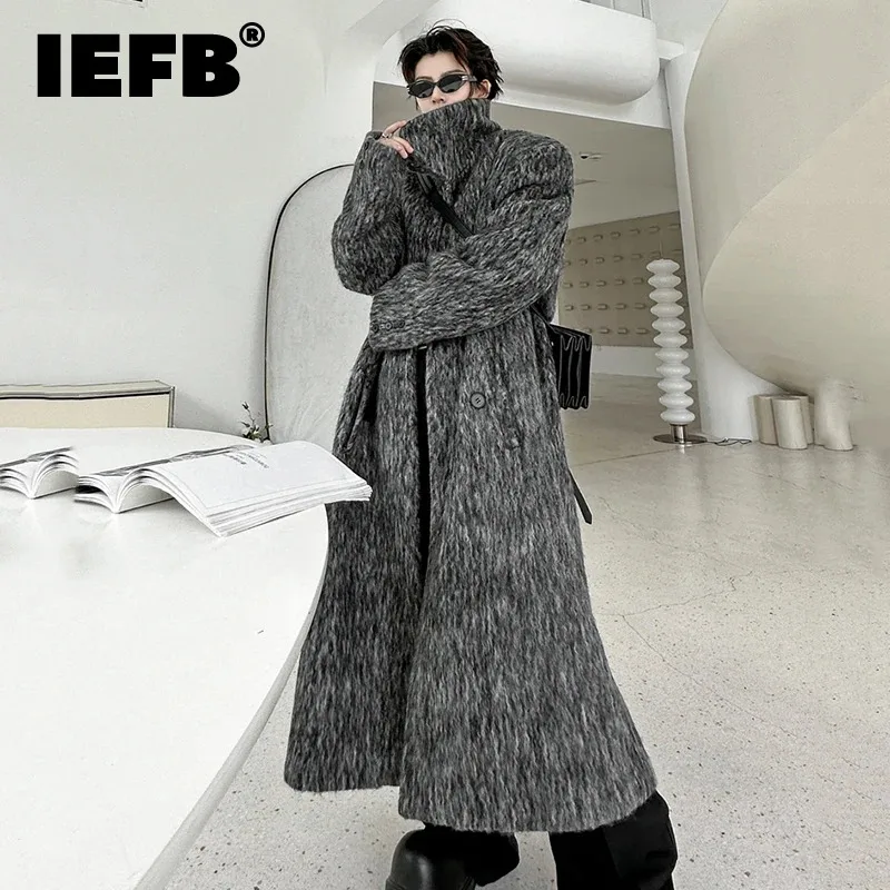Manteau Long Homme En Laine Trench Coat Vintage - Coupe Slim, Chaud, Coupe-Vent Pour L'Hiver - 8