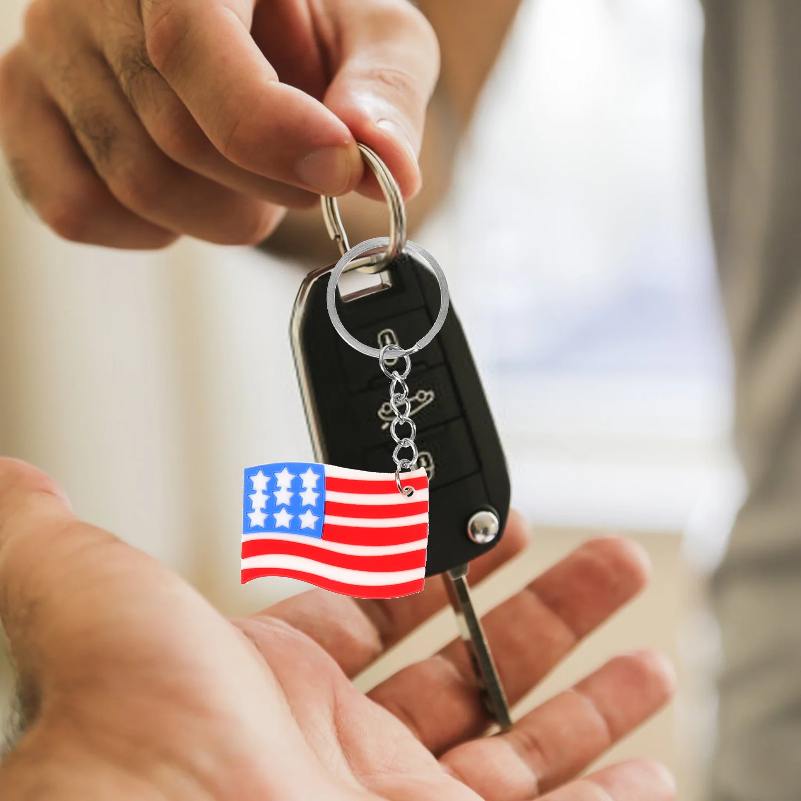 

American Flag Keychains 4Th July Party Favors Usa Key Chains Patriotic Us Keyrings