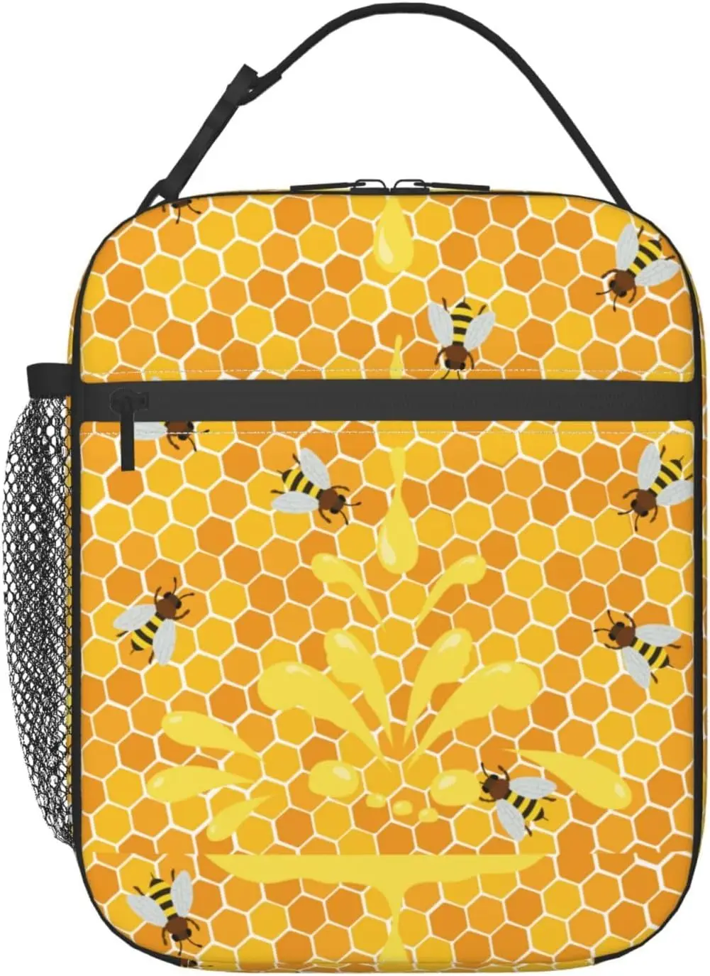 

Ланч-бокс Honey Bee с боковым карманом, портативный изолированный многоразовый органайзер для женщин и мужчин, сумка-тоут для офиса, работы, пикника