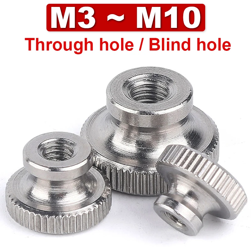 M3M4M5M6M8M10 304 Edelstahl Hand Mutter GB806 Hohe Kopf Gerändelt 