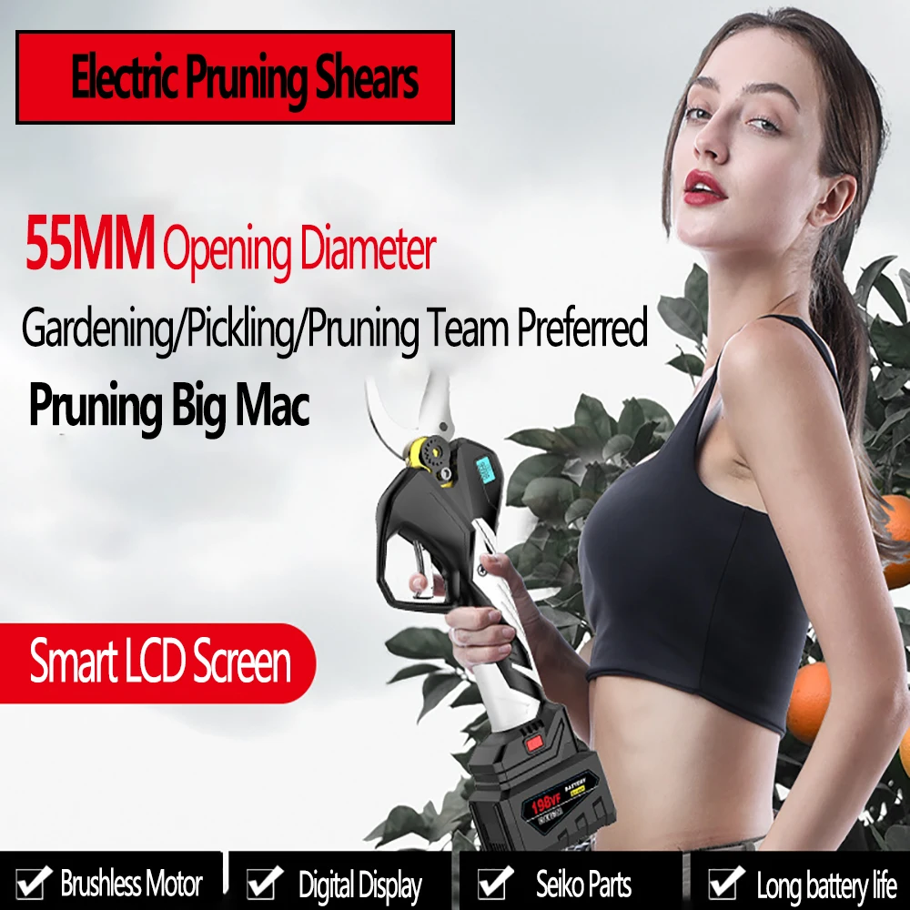 

Electric Cordless Pruner Pruning Shear with 7500mAh Lithium-ion Battery Efficient Fruit Tree Bonsai Pruning Cutter EU Plug