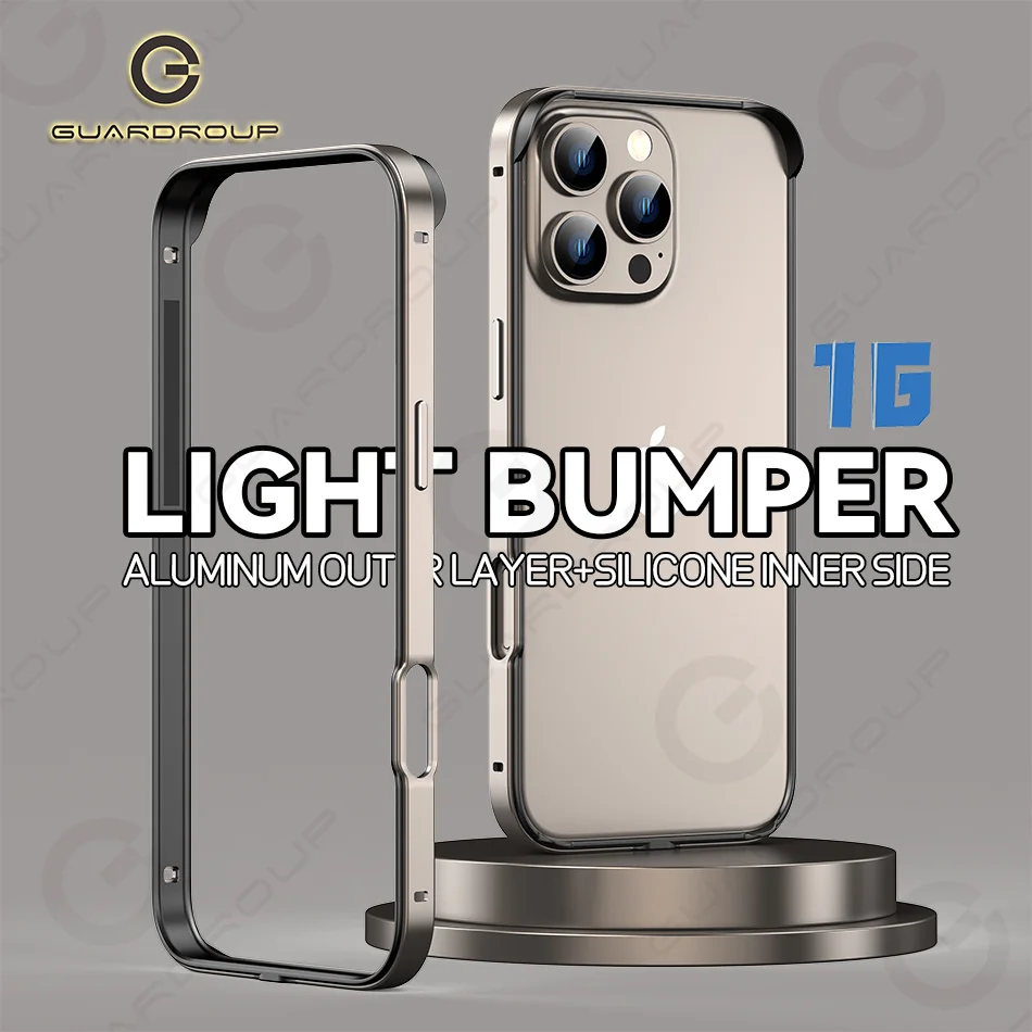 Titanium Color Soft Silicone Shockproof Luxury Bumper Case with Hybrid Aluminum Metal Frame