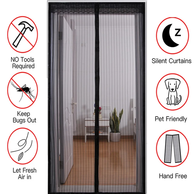 Magic Mesh Hands Free Magnetic Screen Door, Curtain Keeps Bugs Out, Hands  Free, Pet & Kid Friendly 