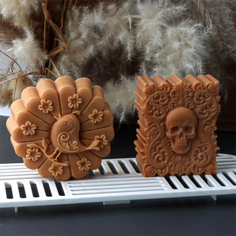 3D Flower Cat Bamboo Basket Silicone Soap Mold DIY Creative Bow Gift box Flower Bird Irregular Skull Flat Plaster Candle Mould