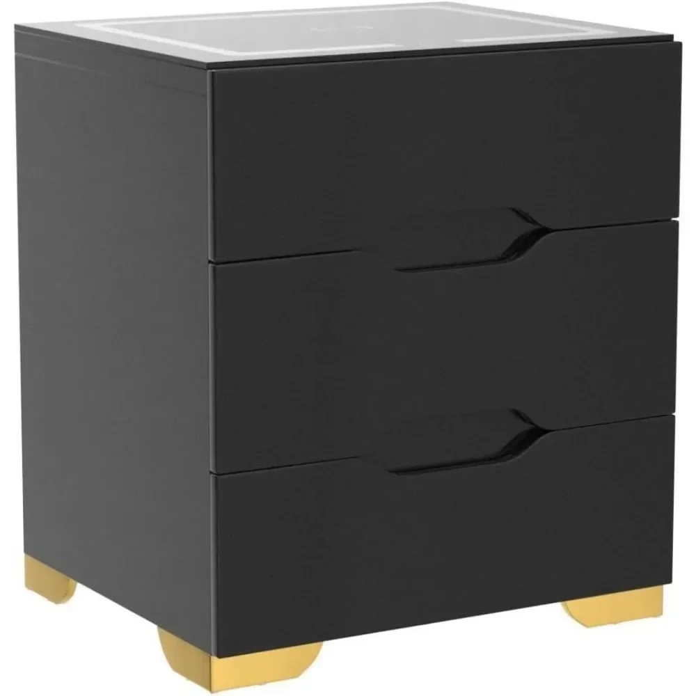 Nightstand with Wireless Charging Station & USB Charging, Smart Bedside Table with Adjustable LED Lights, End Table Organizer 3