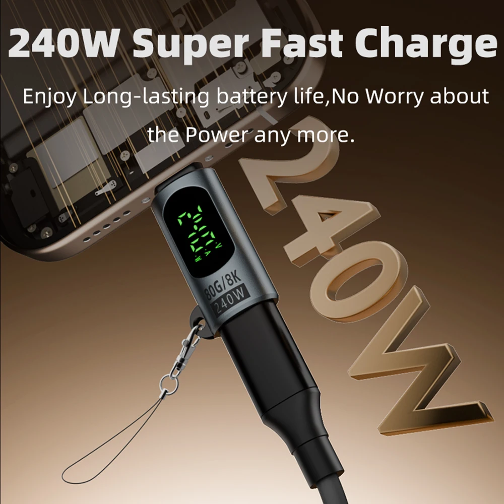 Ultra-Speed USB-C to USB-C Adapter with Digital Display - 240W Power and 8K Support