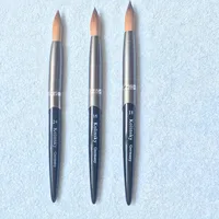 2023 Round Sharp 1pcs Hot Sale Factory Direct Kolinsky Acrylic Nail Brush Black Silver Metal Handle Big Size 14#16#18#20#22#24 1