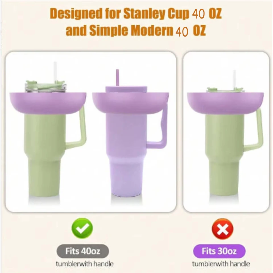 ZDNT Bol à Collation Pour Stanley Coupe Gobelet De 40 Oz Avec Poignée,Snack Bowl Silicone,Bol à Collation Pour Stanley Cup,Plateau à Collation à 4 Compartiments,Compatible Avec Stanley Cup 40 Oz