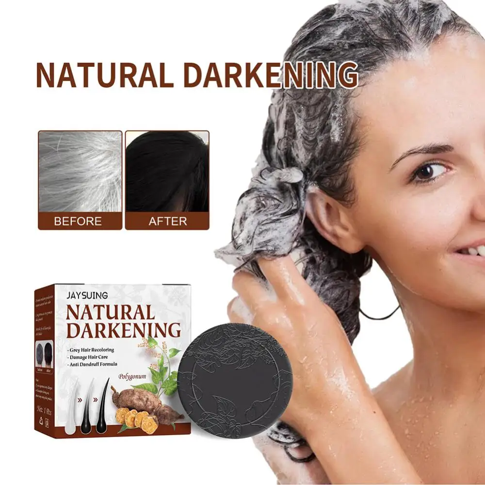 Description Picture 2 of item1PC Hair Darkening Shampoo Bar Natural Organic Hair Conditioner Mild Formula Hair Shampoo Gray Hair Reverse Hair Cleansing Care