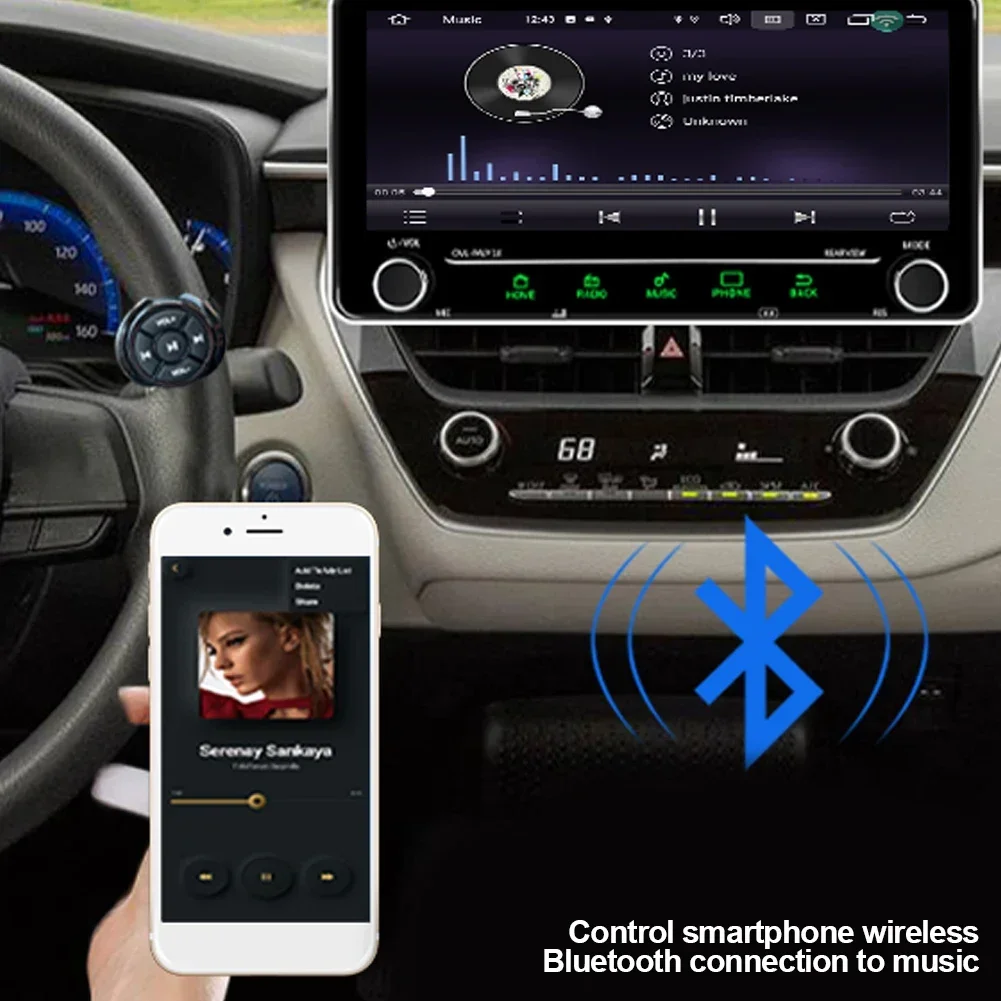 Volante per auto a 5 tasti Pulsante di controllo remoto wireless compatibile con Bluetooth universale per pulsante volume multimediale per auto Android IOS - immagine 4