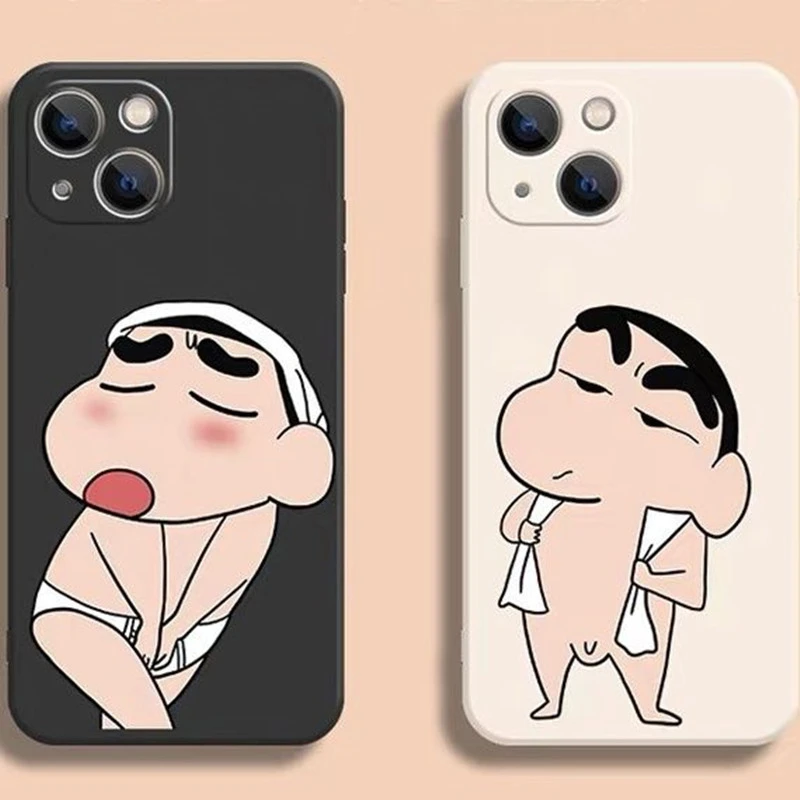 13 pro max case Cute Crayon Shinchan For iPhone case 13 Mini 12 11 13 Pro Max XS XR X 6S 8 7 Plus SE 2020 12 13 11 All-Inclusive Soft Shell iphone 13 pro max cover