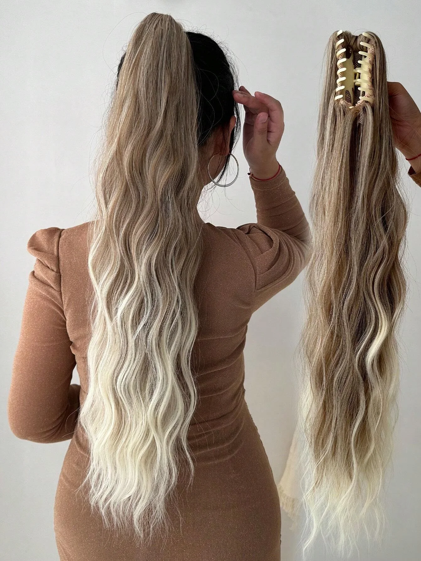 Claw Ponytail Extensions Hair 26 Inch Long Water Wave Heat Resistant Fiber Synthetic Hairpiece for Women Girls Party Daily clip in ponytail hair extension synthetic ponytail synthetic hair accessories clip in ponytail extensions