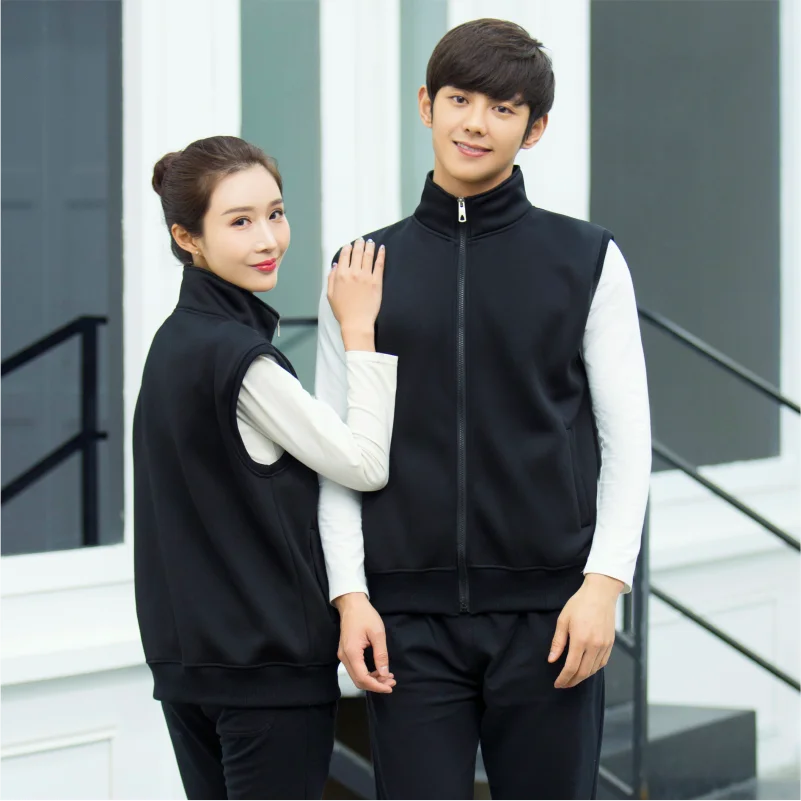 겨울 조끼 재킷 따뜻한 단색 민소매 조끼 Polar Fleece 백합 커플룩 맞춤 프린트 자수 로고