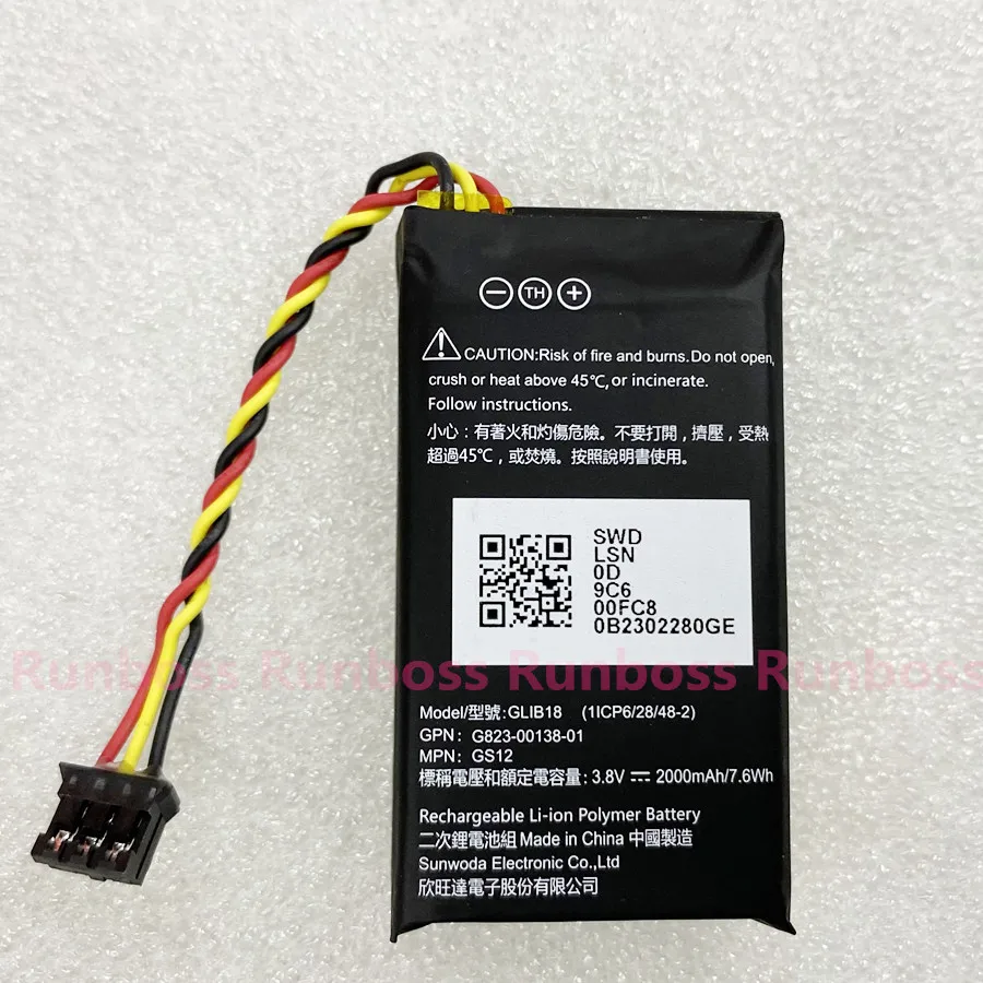 

GLIB18 GS12 G823-00138-01 2000mAh 1ICP6/28/48-2 Battery Rechargeable Li-ion Polymer Li-Po batteries